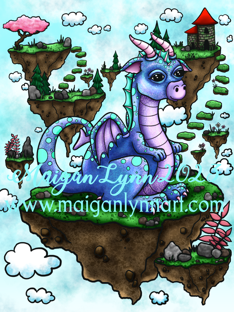 Lumi - Dragon Kawaii Sky Island Art Print