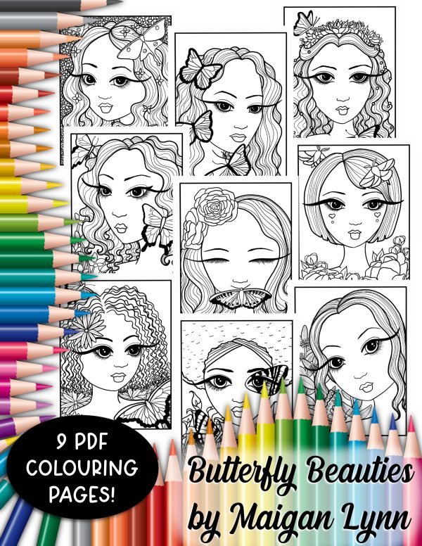 Butterfly Beauties 9 PDF Printable Colouring Pages