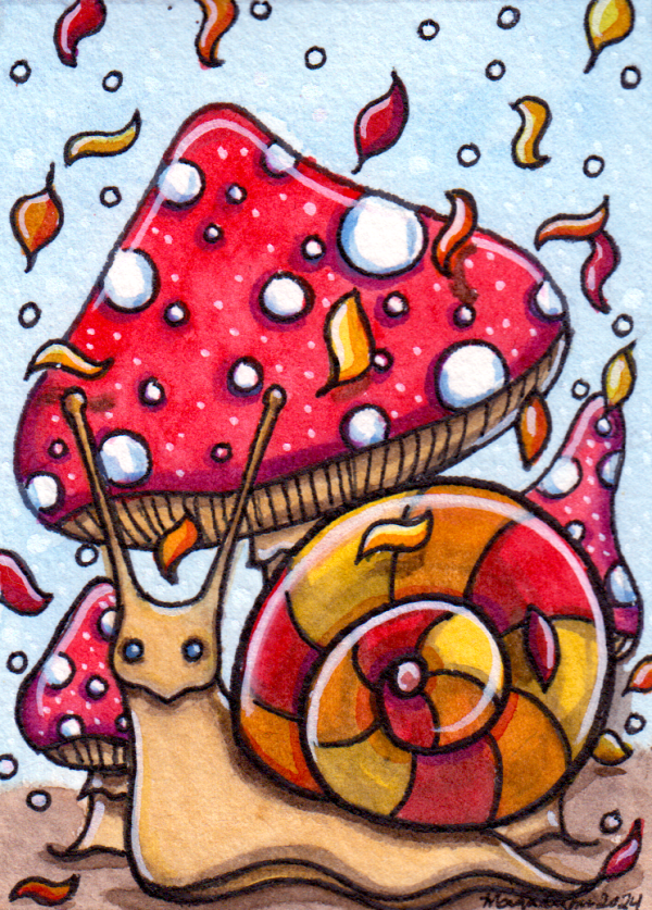 Patreon Exclusive ACEO Original Watercolour - Fall Vibes, August 2024