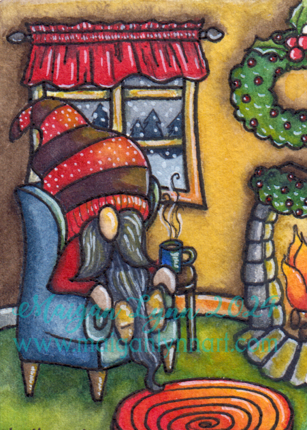 Patreon Exclusive ACEO Original Watercolour - December 2024, Gnome Sweet Gnome