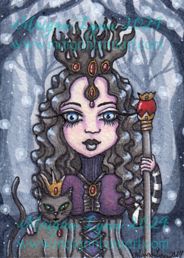 Patreon Exclusive ACEO Original Watercolour - October 2024, Gothic Queen