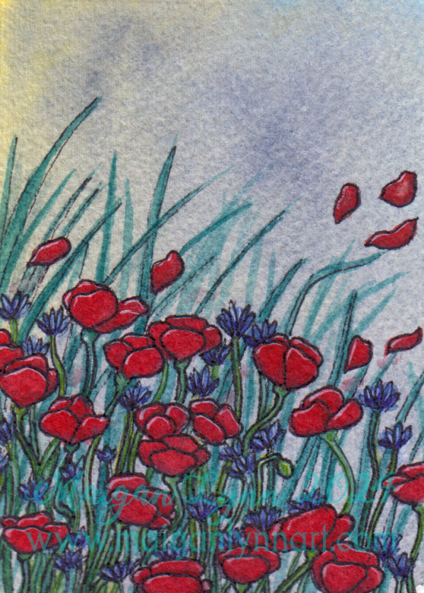 Patreon Exclusive ACEO Original Watercolour - November 2024, Poppies