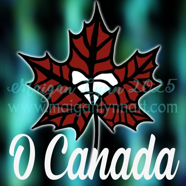 O Canada Northern Lights Stylized Maple Leaf Vinyl Sticker