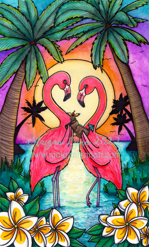 Flamingo Sunset - 2 of Cups